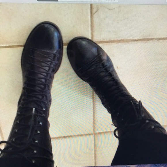 Ann demuelemeester lace up tall high combat boots black leather punk gothic 38 - Picture 1 of 10